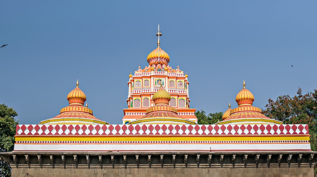 Nicely carved and painted dome of the Omkareshwar temple of Pune.