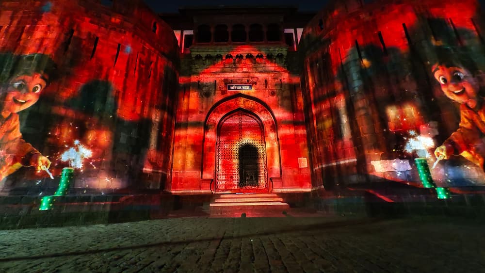 Pune, Maharashtra India, 20 October 2025, Shaniwar wada during diwali festival, this is one of the major tourist attractions of the the Pune City.
