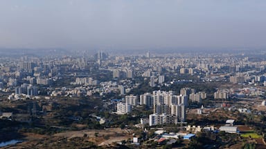 19 January 2024, Cityscape Skyline, Cityscape of Pune city Aerial panorama view from Bopdev Ghat, Pune, Maharashtra, India.