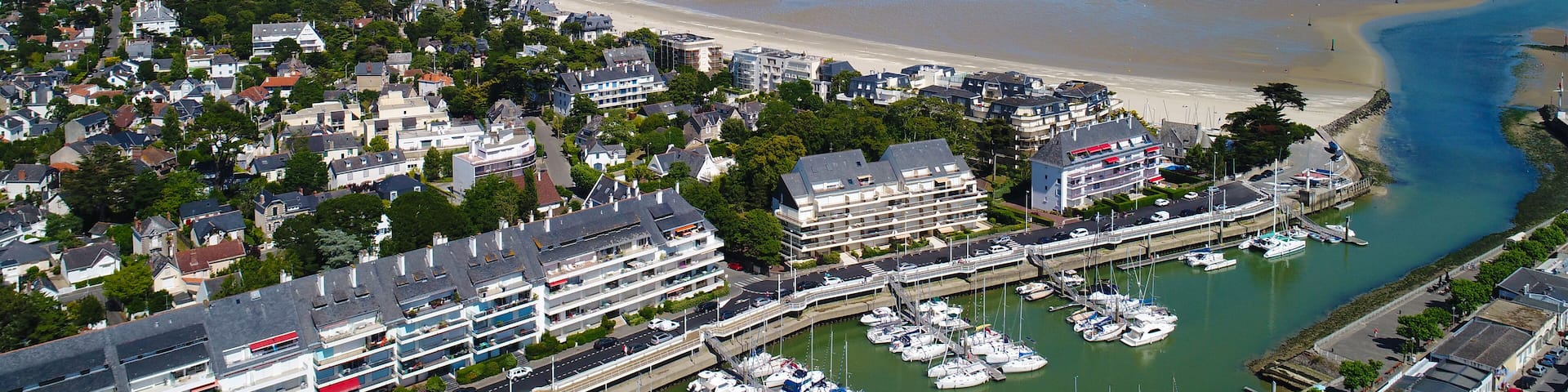 Aerial view on La Baule Escoublac bay from Le Pouliguen marina in Loire Atlantique, France, Shutterstock ID 662482186, SF SSA Case with Manager Approval: Case 07151371, Job: Prepay credit, Client/Lice