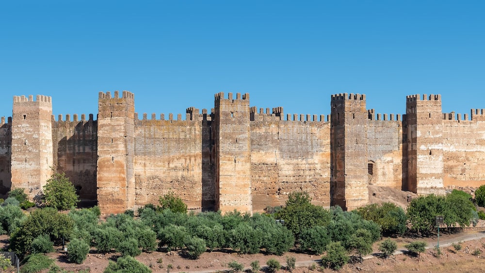 Medieval castle of Burgalimar, Banos de la Encina. Castle built in the 10th century on a small hill that dominates the town of located in the north of the province of Jaen (Andalusia, Spain)
