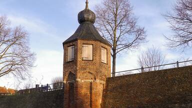Old city wall whatch tower in Rees, Germany.