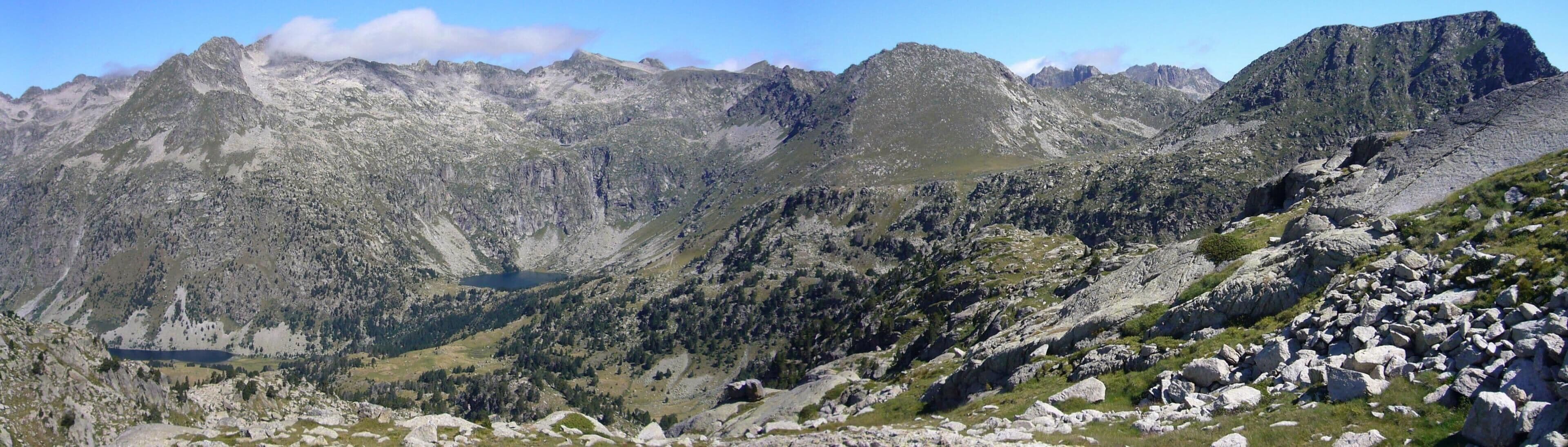 Estany Llong, Colomers d’Espot i Portarró d’Espot, vistos des de la Coma de Pescadors; la Vall de Boí, Alta Ribagorça, Catalunya