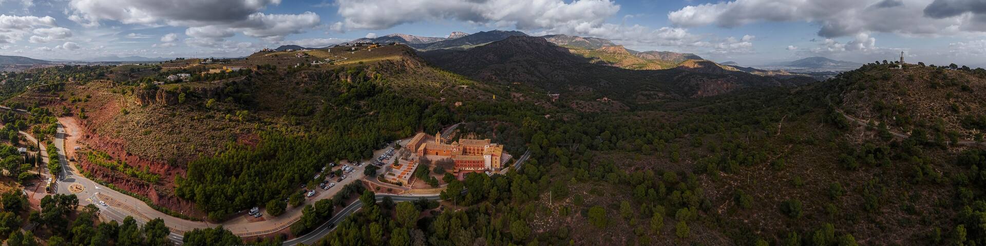 Aerial view of the hermitage of Santa Eulalia in Totana, Region of Murcia, Spain