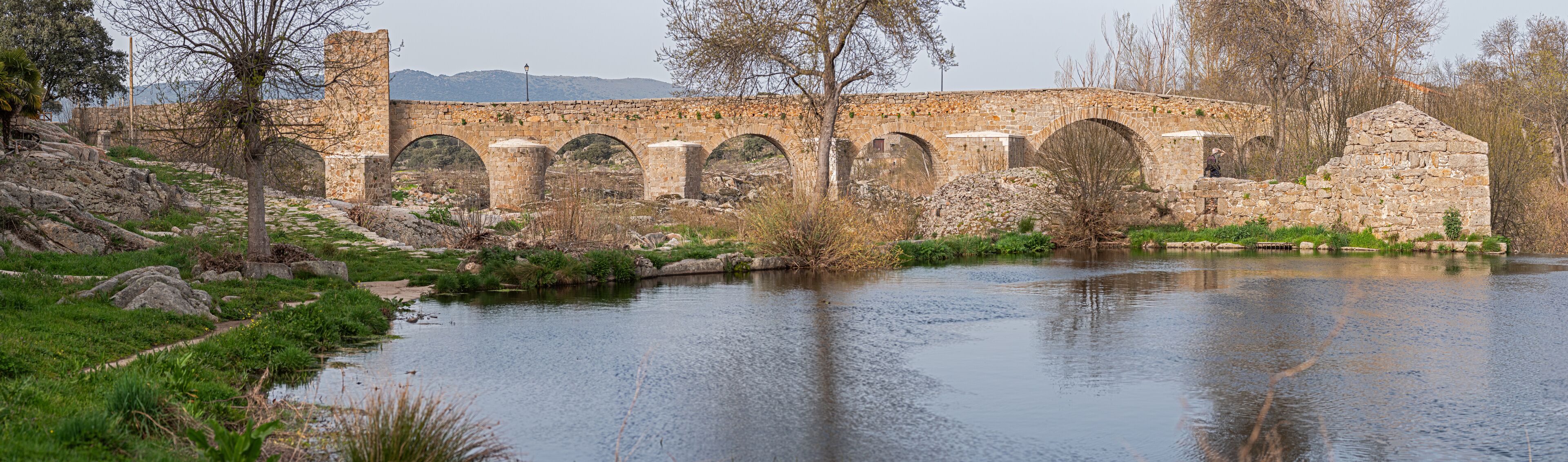Congosto Bridge with the Tormes River in Guijuelo, Salamanca, Spain