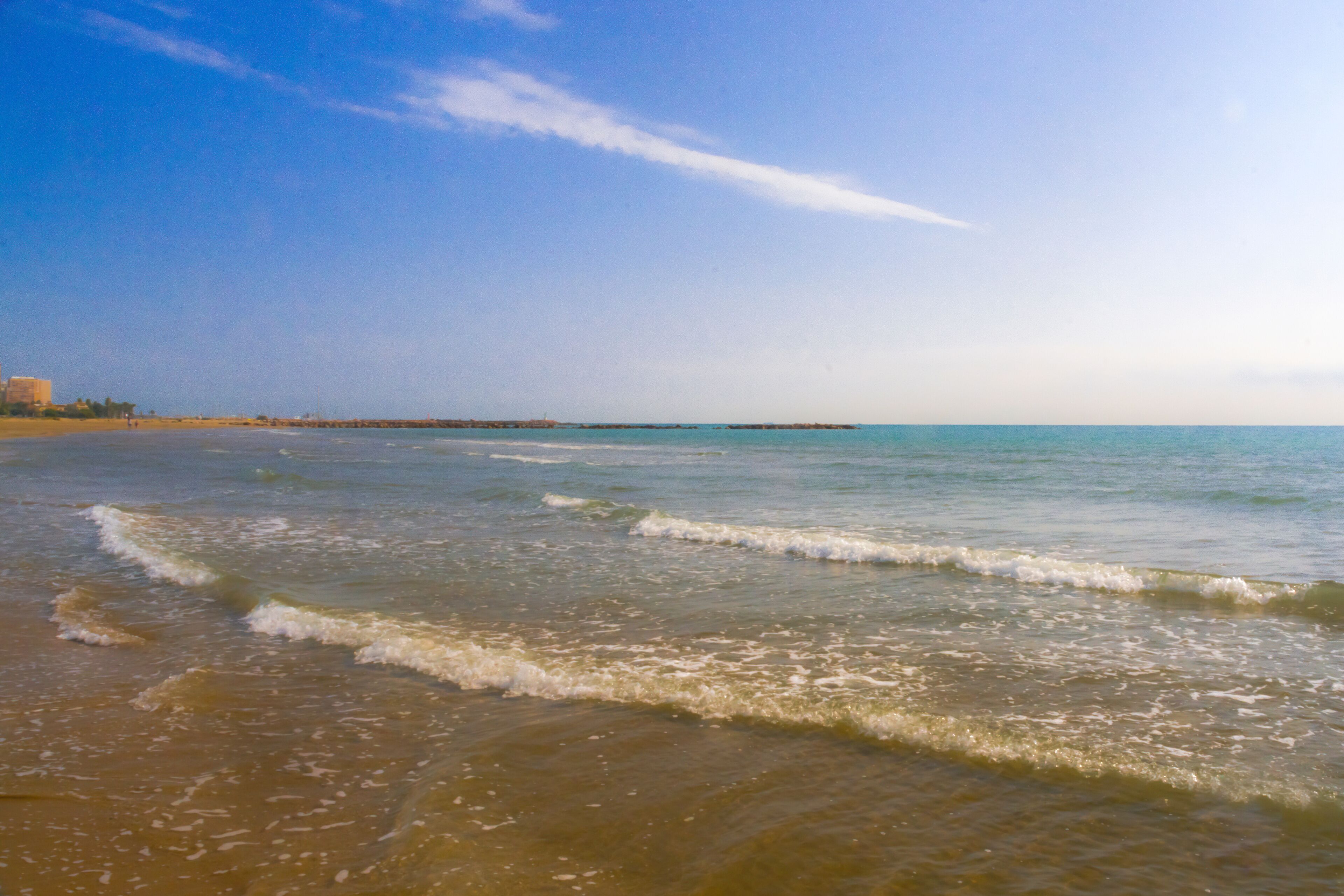 Sandy beach of the Mediterranean sea in Valencia