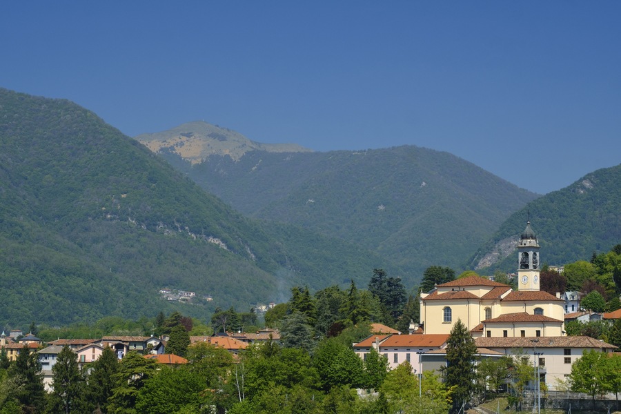 Landscape of Erba (Como, Lombardy, Italy) in the springtime