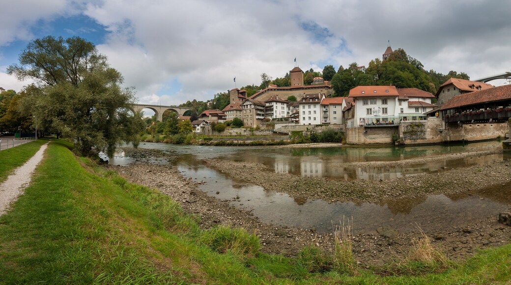 Pont de Berne and Sarine River, Fribourg, Switzerland.