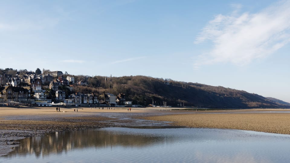 The beach at low-tide at Villers-sur-Mer, Normandy, France