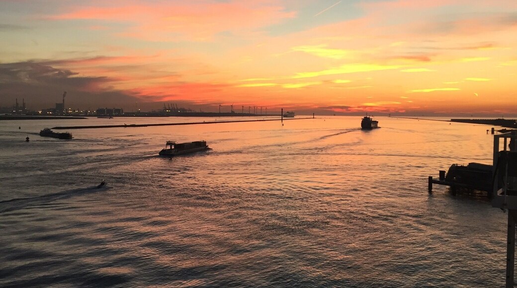 Amazing sunset over the mouth of the river