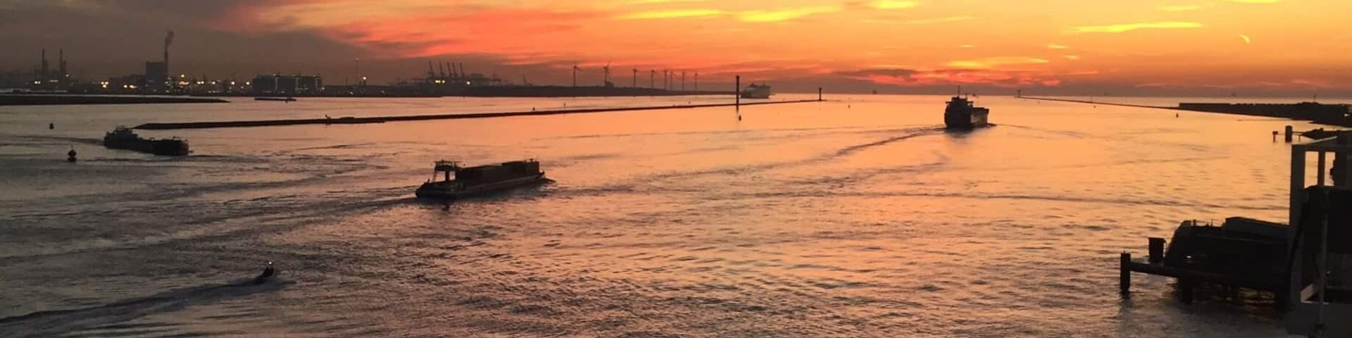 Amazing sunset over the mouth of the river