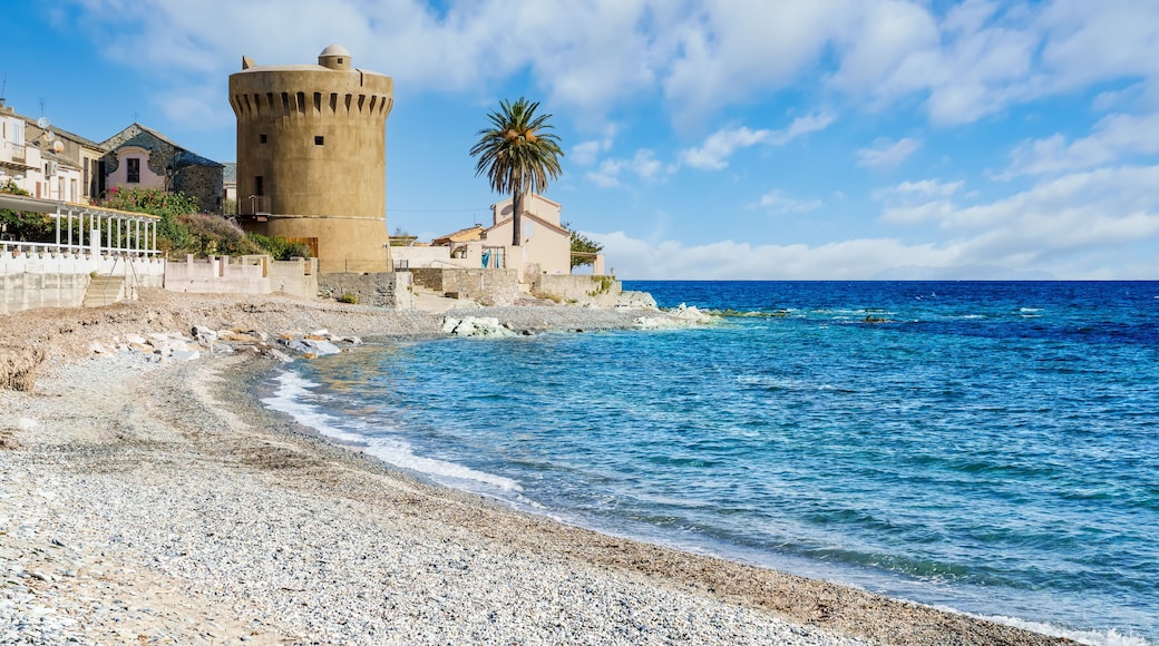 Landscape with Plage de Miomo in Santa Maria di Lota, Corsica island, France