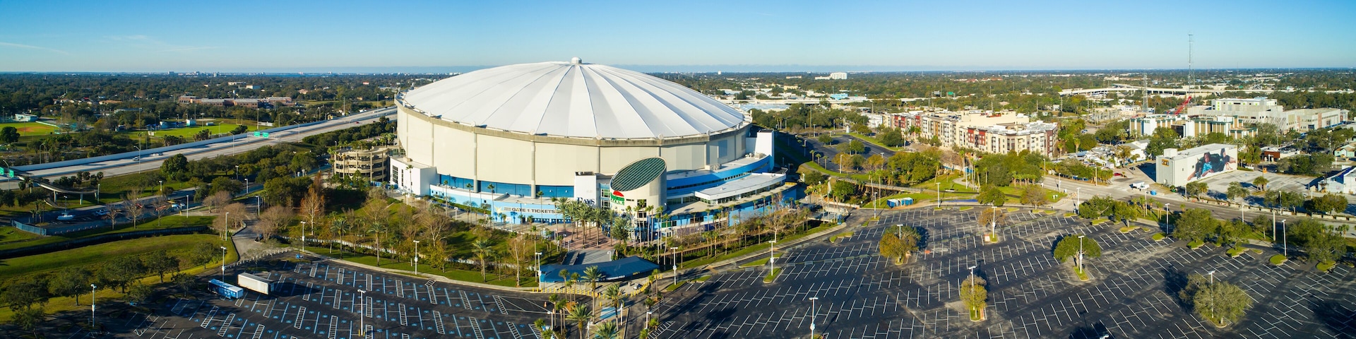 Aerial drone image of Tropicana Field in St Petersburg Florida USA