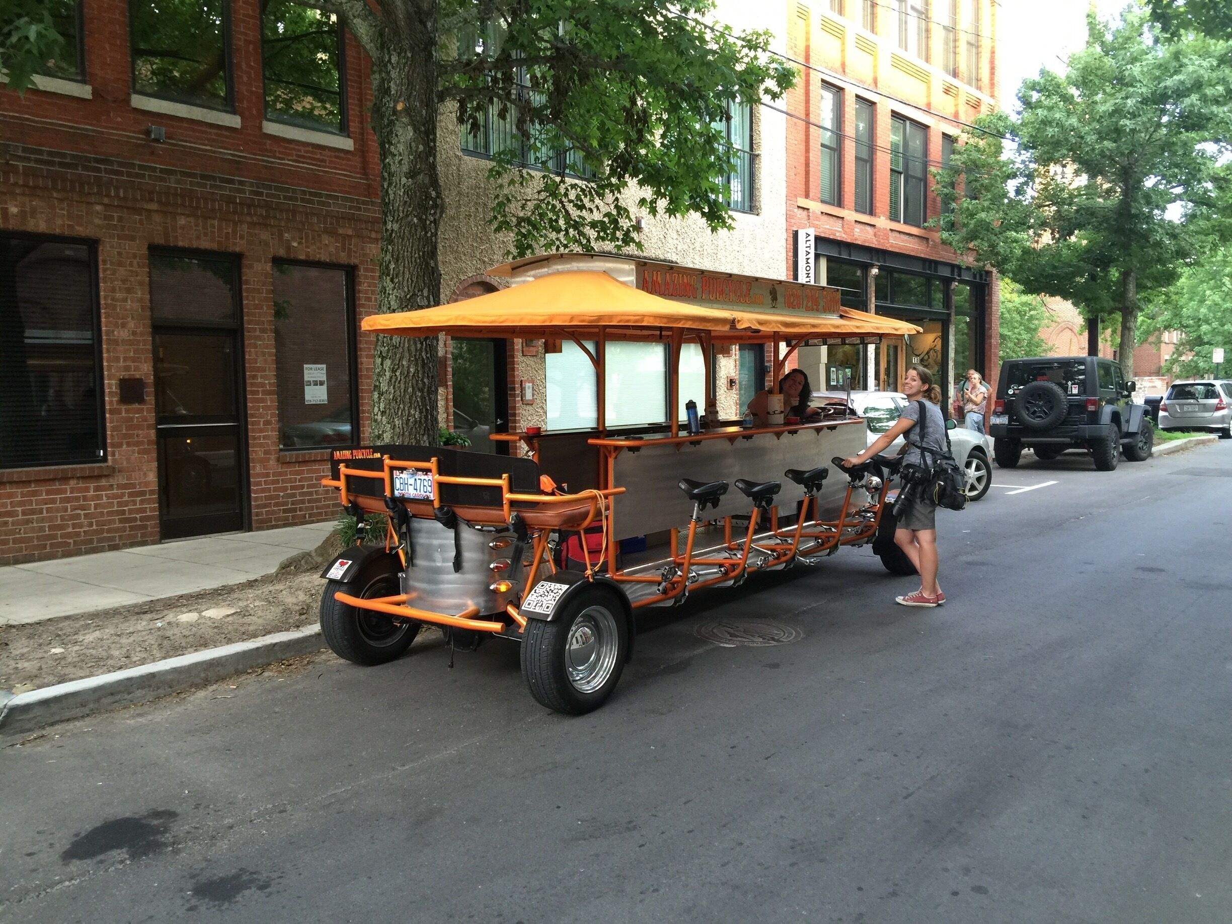 The amazing Pubcycle; everyone bikes together and drinks together.