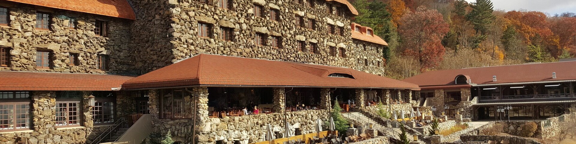 Great place to visit and eat even if you aren't staying there. Amazing fireplaces inside made of giant boulders.