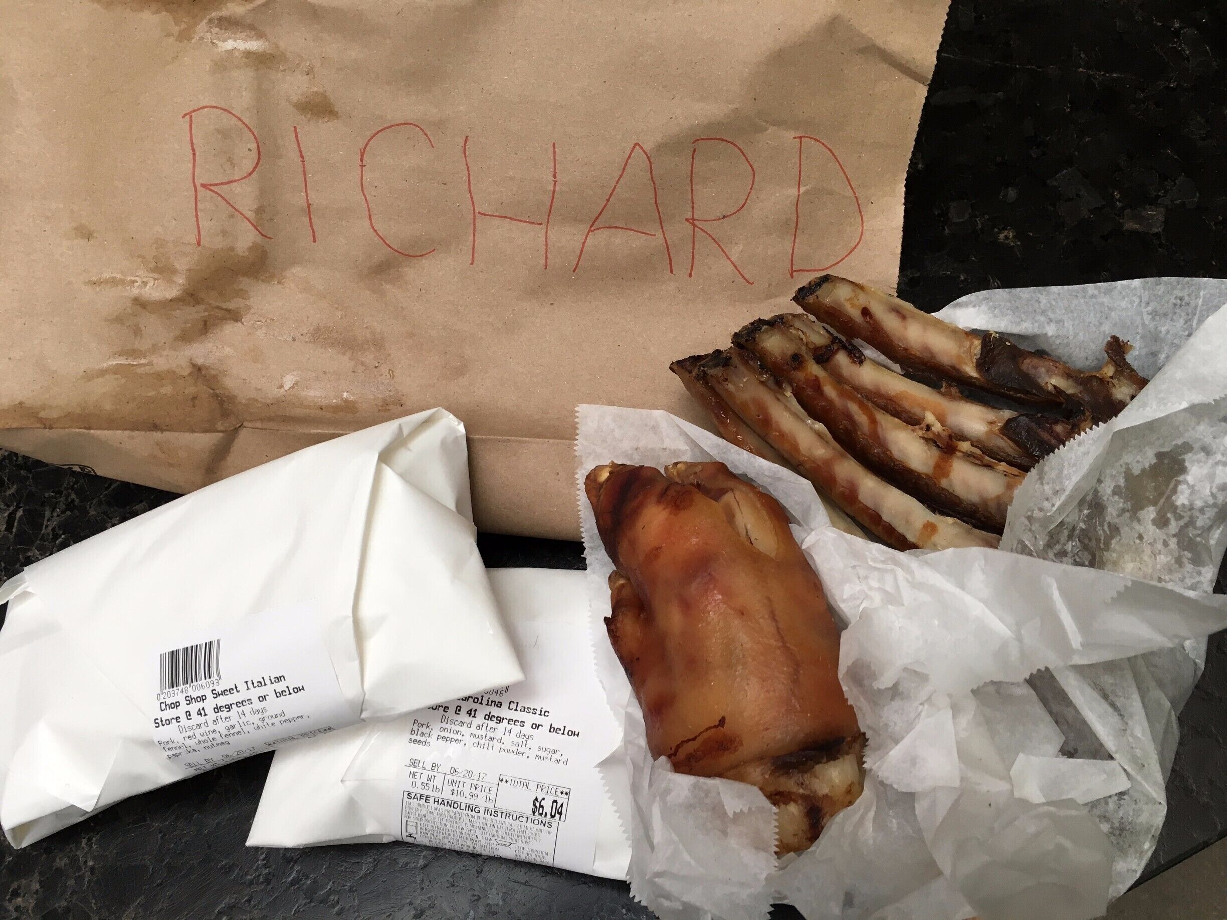 PJ made up a selection of his favorite smoked and pampered meats for me and remembered my name for later pickup. He was in the back practicing smokology when I came back, but made a point of stepping out to say hi.
 I also met the pig boss of Warren Wilson College working at Chop Shop as her summer job. Loved this place. Tell them I sent you.