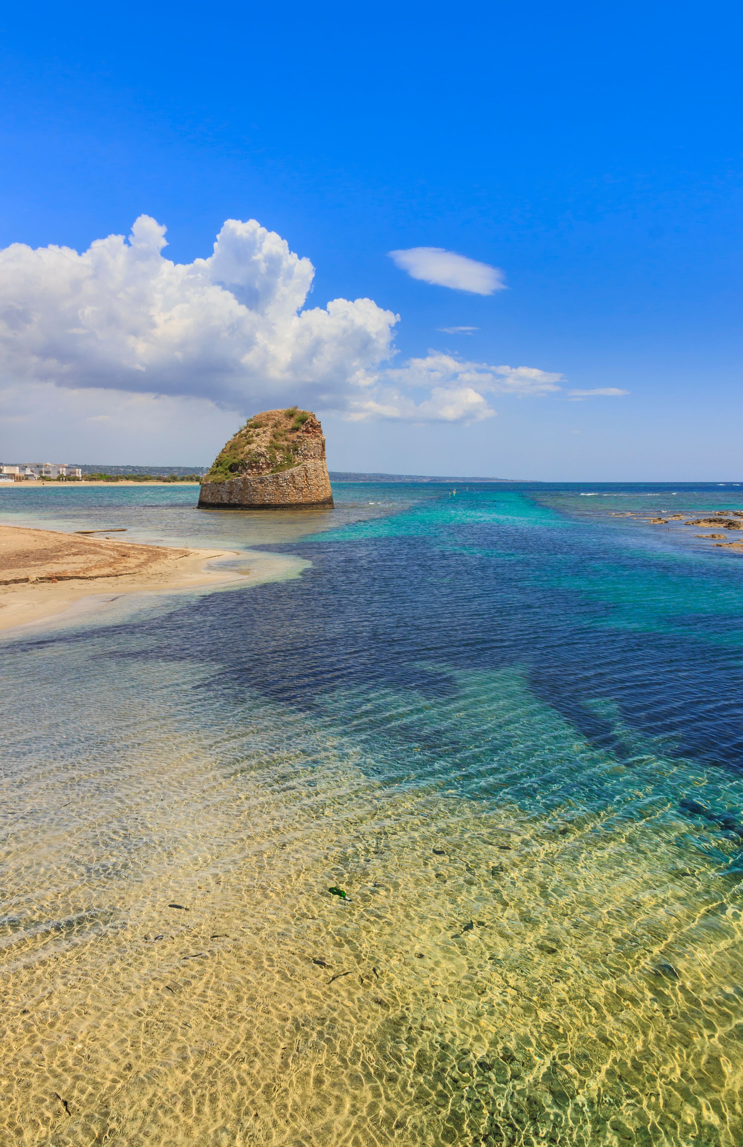 Salento coast: Torre Pali beach (Lecce). ITALY (Apulia).The low sandy coastline is charactherized by dunes covered with Mediterranean scrub.Its name comes from the sixteenth-century watchtower.