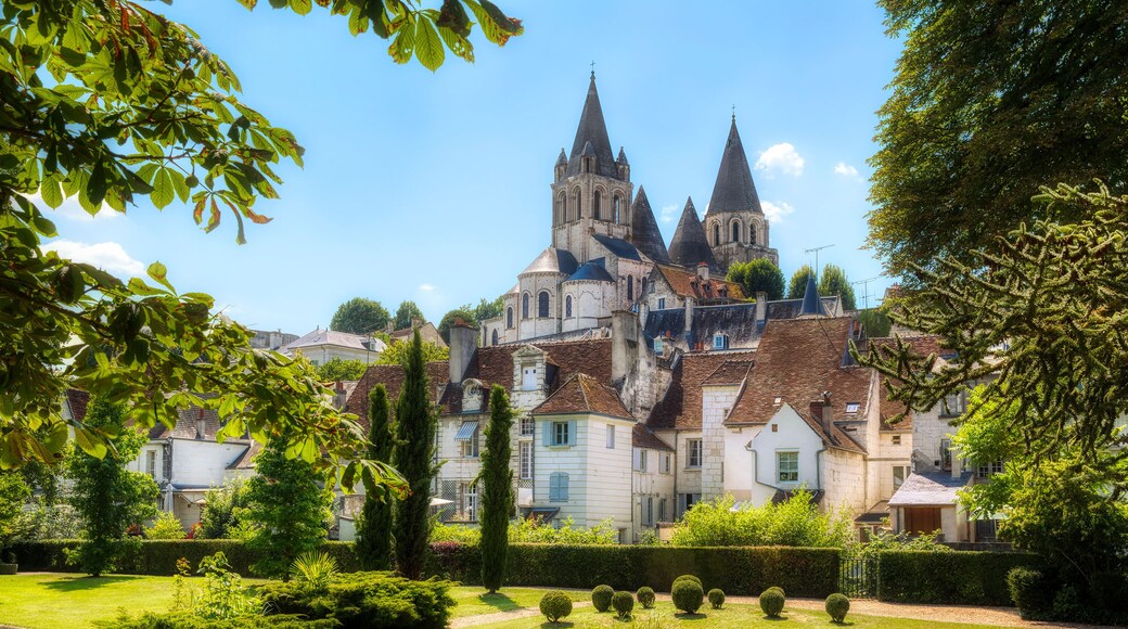 From the Public Garden in Loches, Loire Valley, France, Looking towards the Church of Saint-Ours