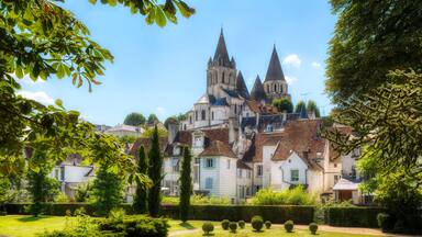 From the Public Garden in Loches, Loire Valley, France, Looking towards the Church of Saint-Ours