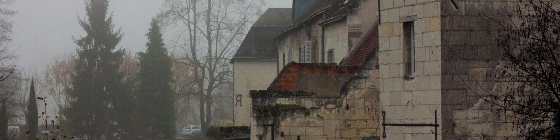 The medieval township of Loches, on a misty foggy day...