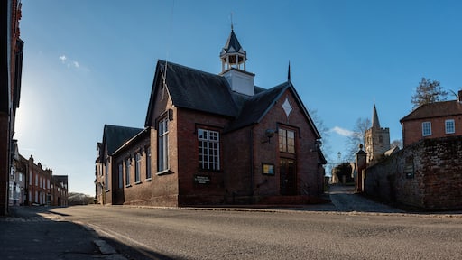 Panoramic view on empty Chesham with Church Street and St Mary's Church, Buckinghamshire, England