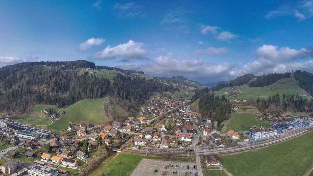 Stadtpanorama von Trubschachen, Emmental