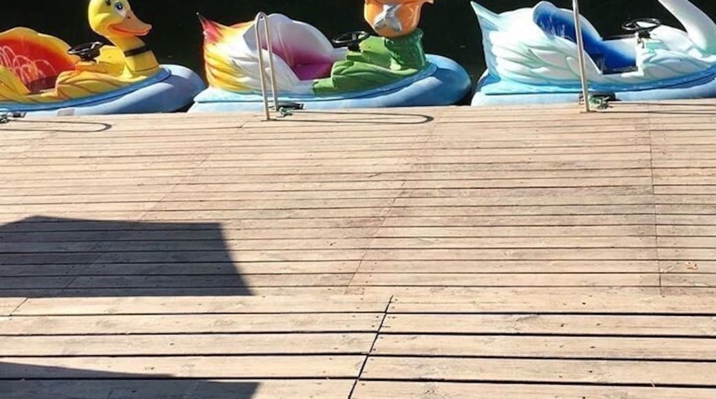 Cute boats on the canal .