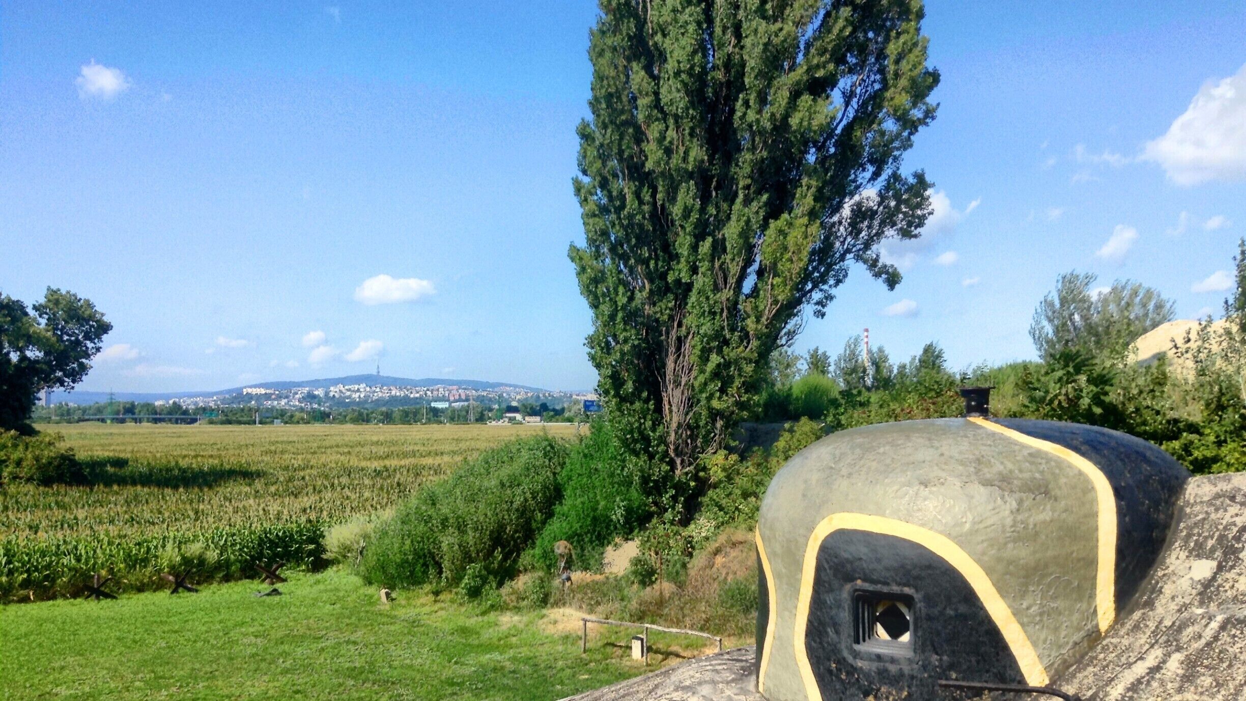 Bunker BS-8 was one of several bunkers constructed by Czechoslovakia in the 1930s in response to the threat posed by Nazi Germany.

The bunker has been renovated, and it's possible to visit - see www.bunker.bs8.sk

Follow Kopčianska street from Petzalka towards the Austria border and you'll see the signs.

#IronCurtain #WWII #WWI