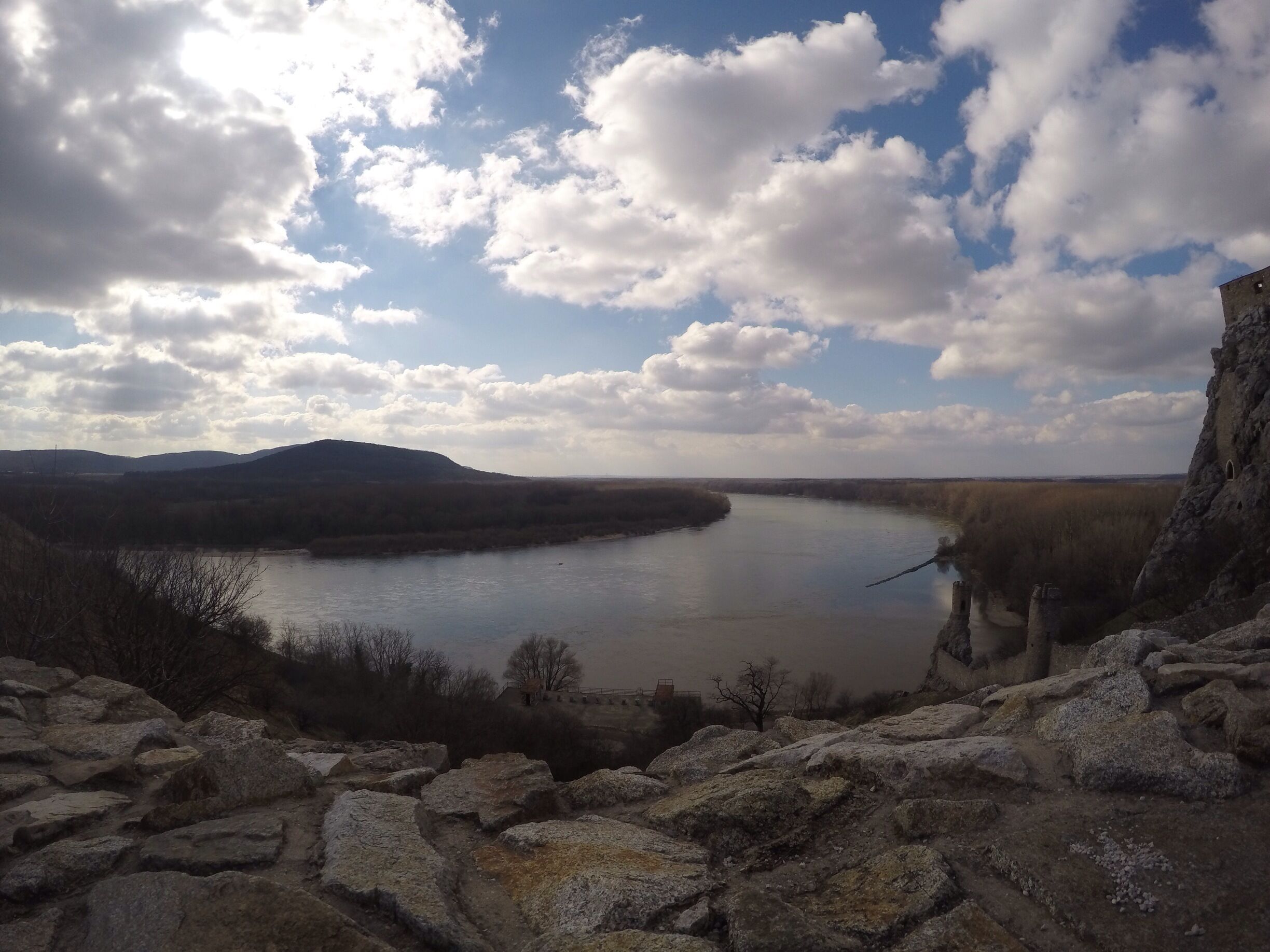 Looking over from the ruins of Devin castle in Slovakia across to Austria on the other side of the Danube, the old border of he iron curtain.

http://www.theroamingrenegades.com/2015/03/Devin-Castle-Ruins-Slovakia-Border.html