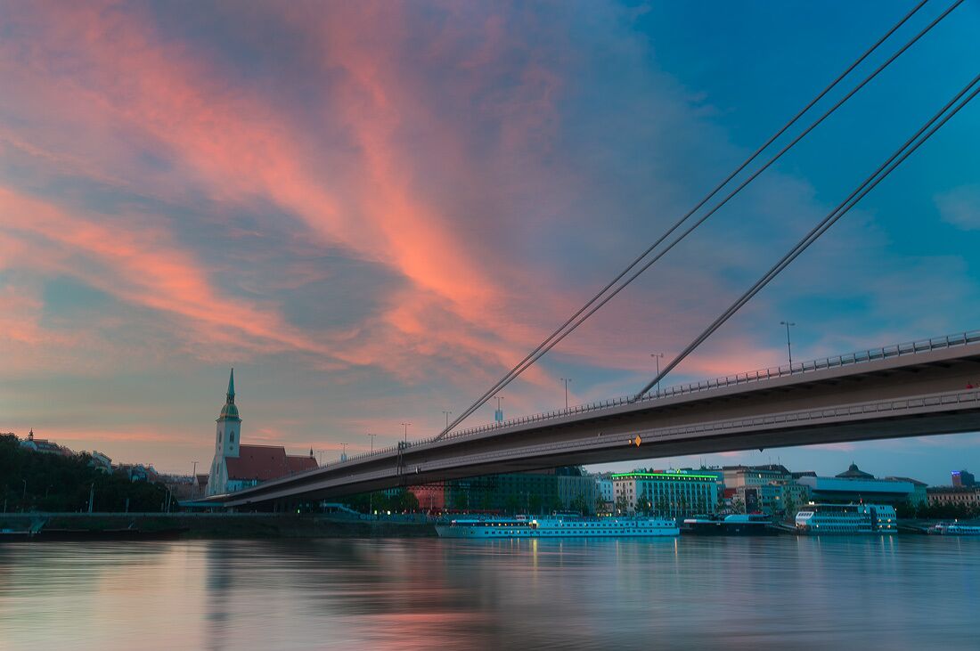 Novy Most, or New Bridge has a UFO structure on the other end where you can climb up for 5 Euros and see a great view of Bratislava.

http://www.alwayswanderlust.com/a-day-in-bratislava-the-beauty-on-the-danube/
