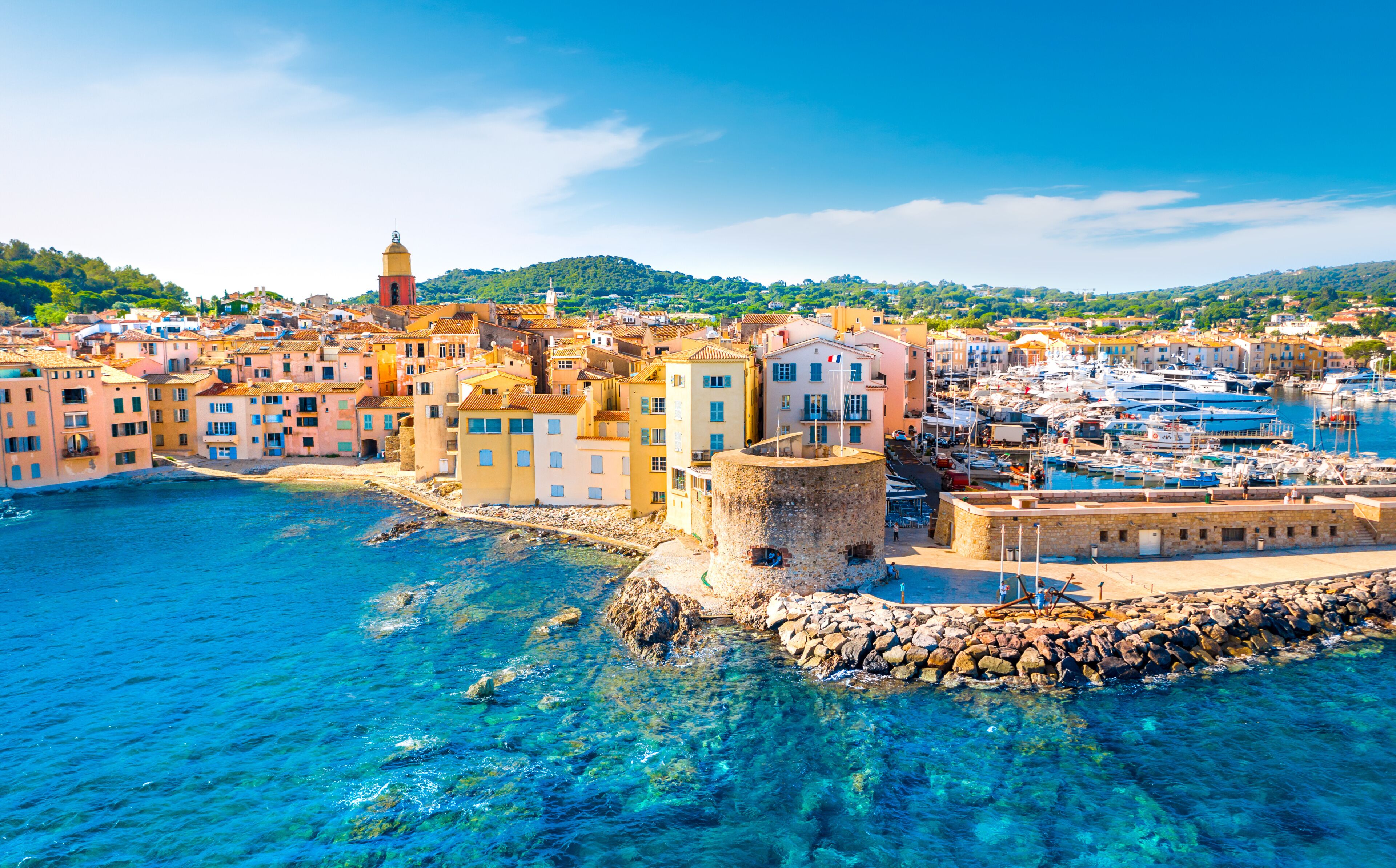 View of the city of Saint-Tropez, Provence, Cote d Azur, a popular destination for travel in Europe