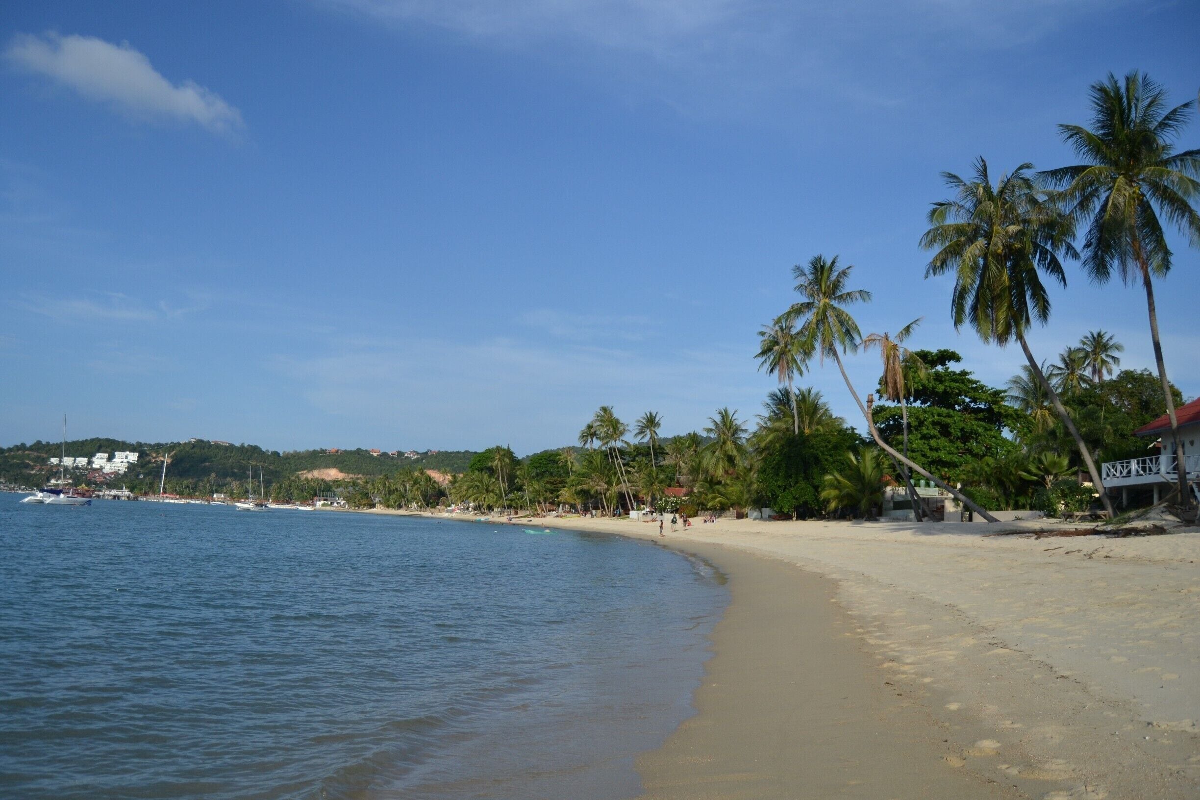 Bo Phut Beach on the north coast of Ko Samui is quiet and laid back. The sand is not as white as at Chaweng beach, though. 