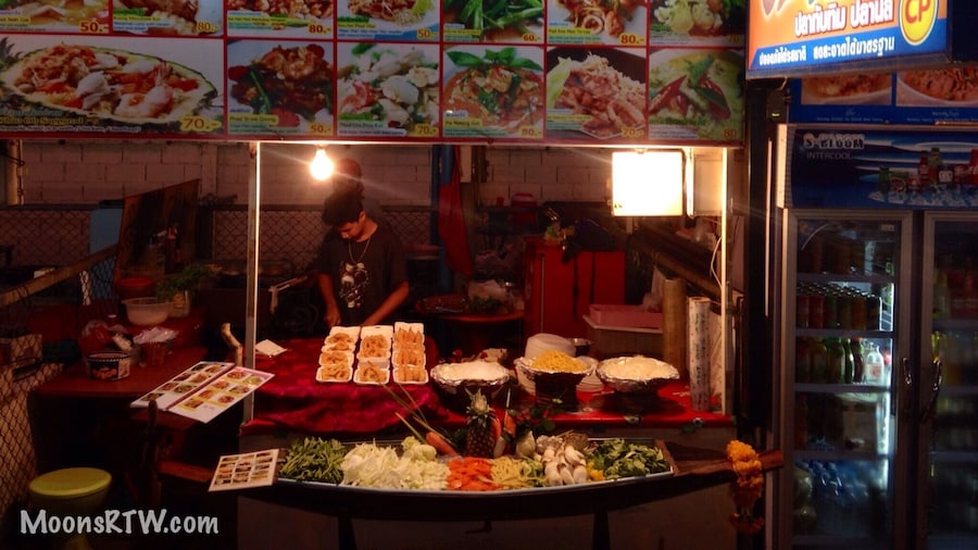 One of the many local food stalls in the Chaweng walking street. This stall does not have a name but on their menu it says "Thai Food Thai Style" and is next to Samui Grilled Fish. We have tried different dishes from most of the food stalls and feel this one has the best quality, consistency, taste and price. They make a great Tom Khai Kai, Pad Se-eew Goong and Pad Tha