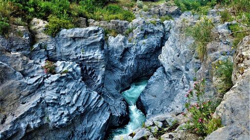 Amazing gorge of the Alcantara river on Sicily.