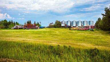 Grande Prairie Alberta Canada on June 21, 2018. Farm in Grande Prairie