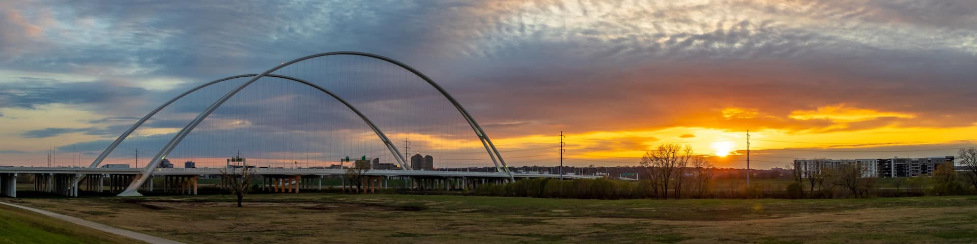 Margaret hunt hill bridge dallas sunset over trinity river