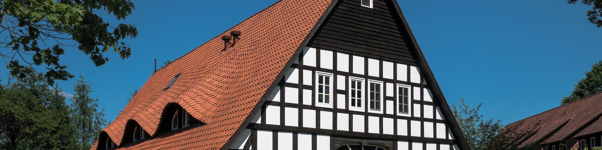 Timber-framed house at Grönenbergpark in Melle. Osnabrück Land, Lower Saxony, Germany