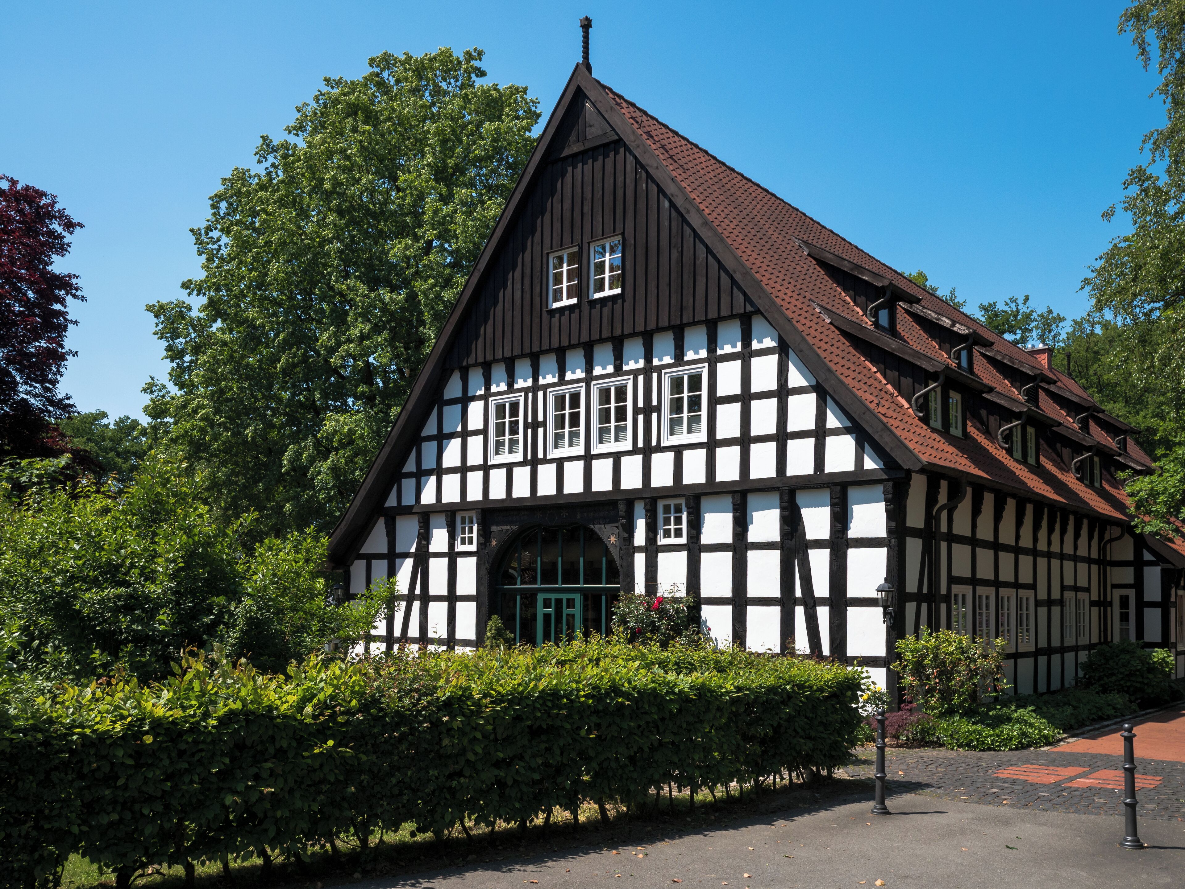 Timber-framed house at Grönenbergpark in Melle. Osnabrück Land, Lower Saxony, Germany