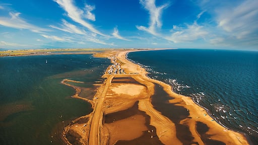 Aerial view of Punta de la Banya, located at the southern end of the Ebro delta