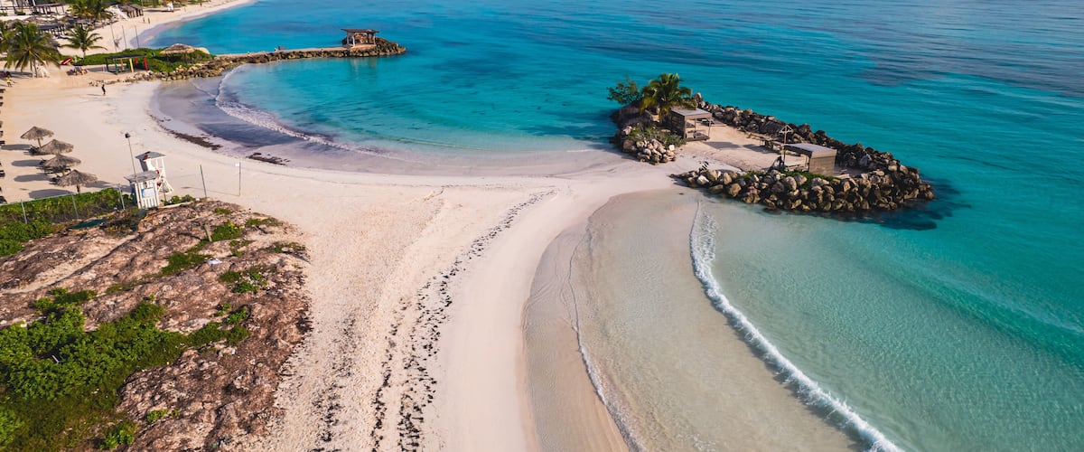 Beach and island in Montego Bay Jamaica