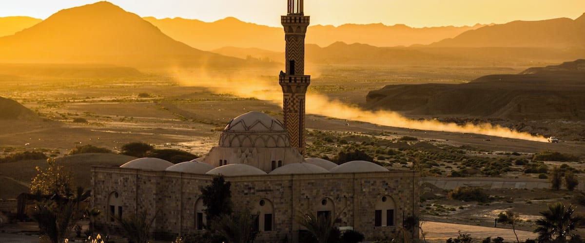 Trails of Dust at sunset near Marsa Alam on the Red Sea in Egypt.
