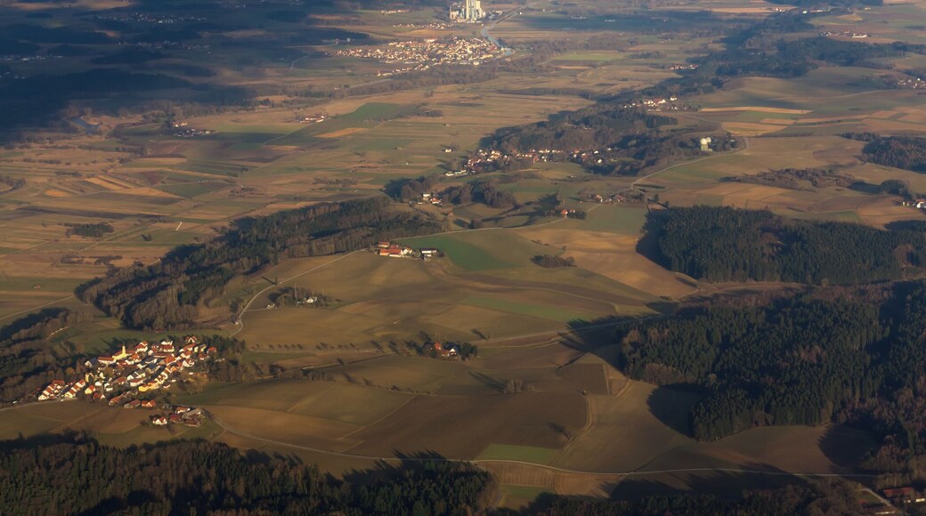 Bird's eye view of Kraftwerk Zolling near Munich, Germany. Taken during flight LH 458, MUC–SFO, in February 2014.