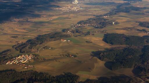 Bird's eye view of Kraftwerk Zolling near Munich, Germany. Taken during flight LH 458, MUC–SFO, in February 2014.