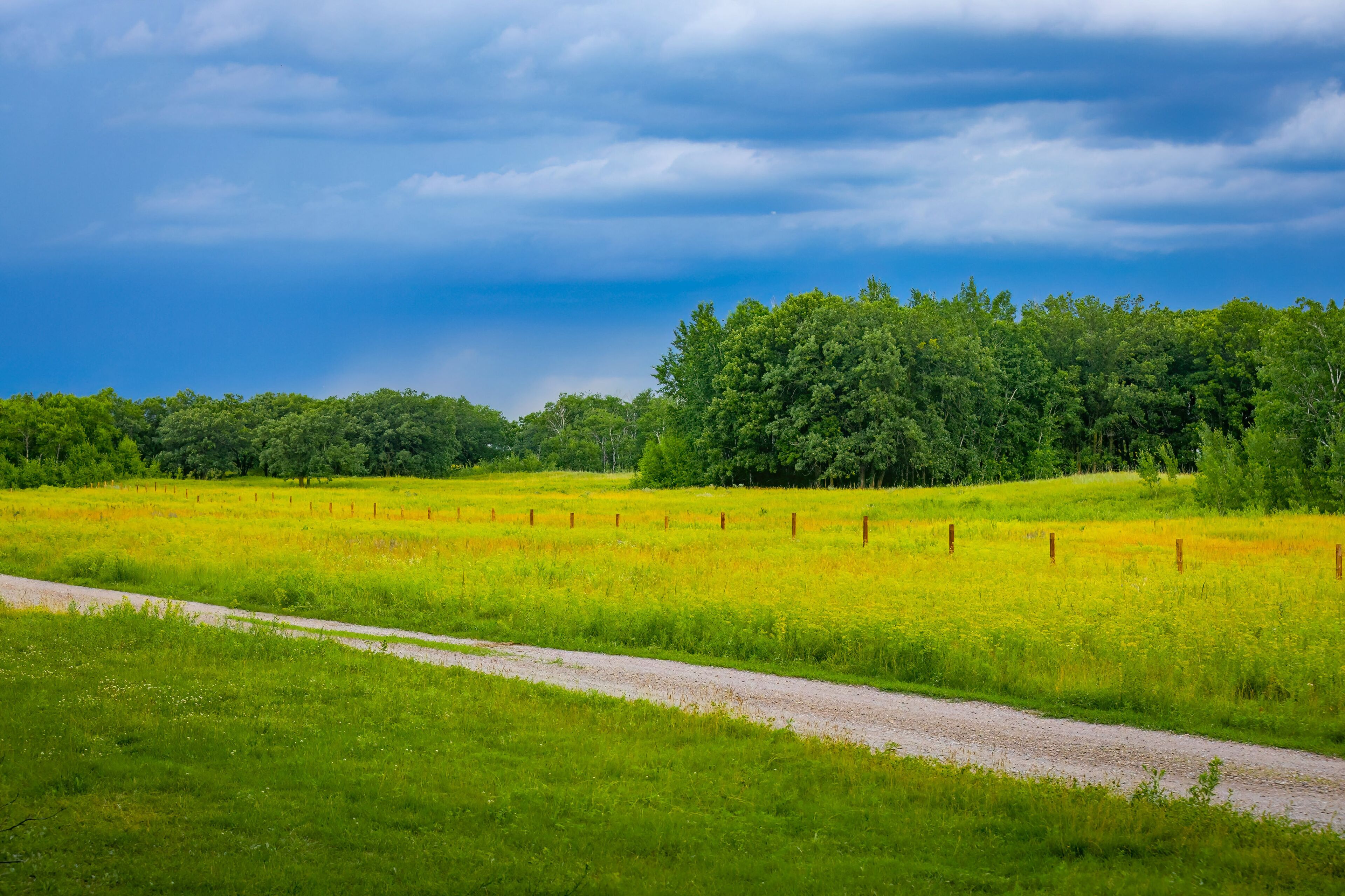 Sheyenne National Grassland Green Fields Dramatic Sky View