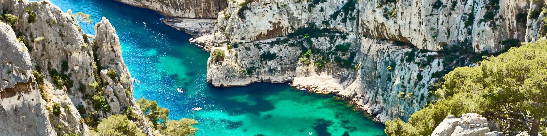 Calanque "d'En-Vau" in the Calanques National Park next to Marseilles in Provence, southern France. The French Fiords.