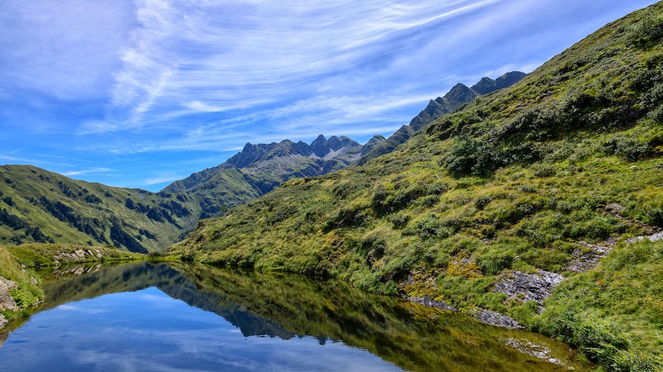 Mountains and lake near Luchon in the French Pyrenees, Shutterstock ID 313670726, Purchase Order: -