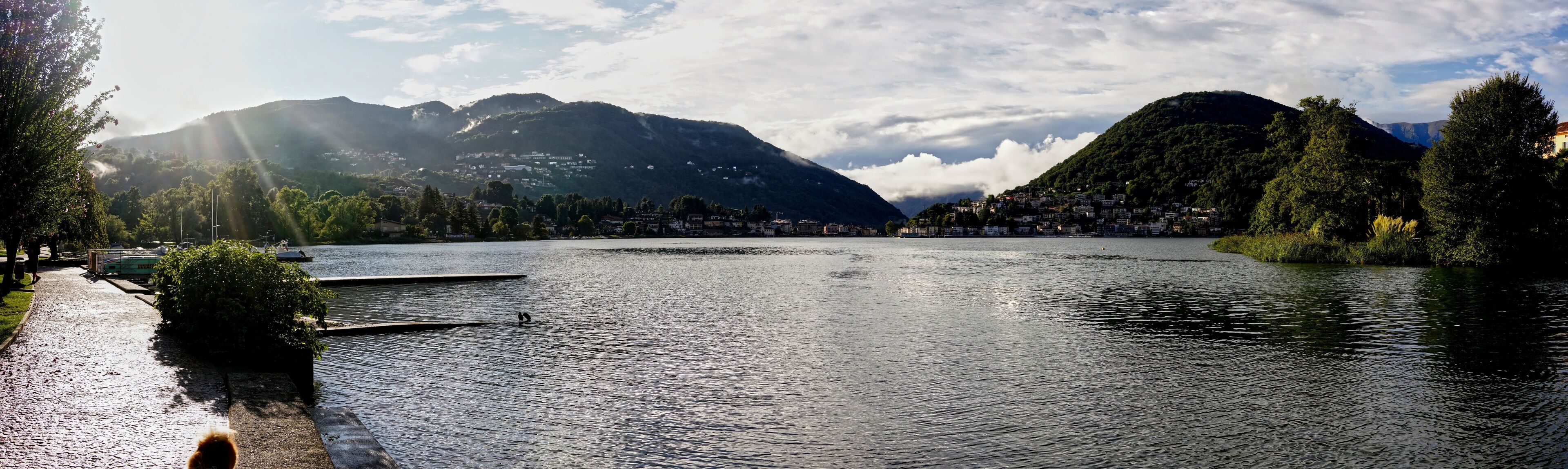 Panoramic picture of Ponte Tresa on Lake Lugano.
