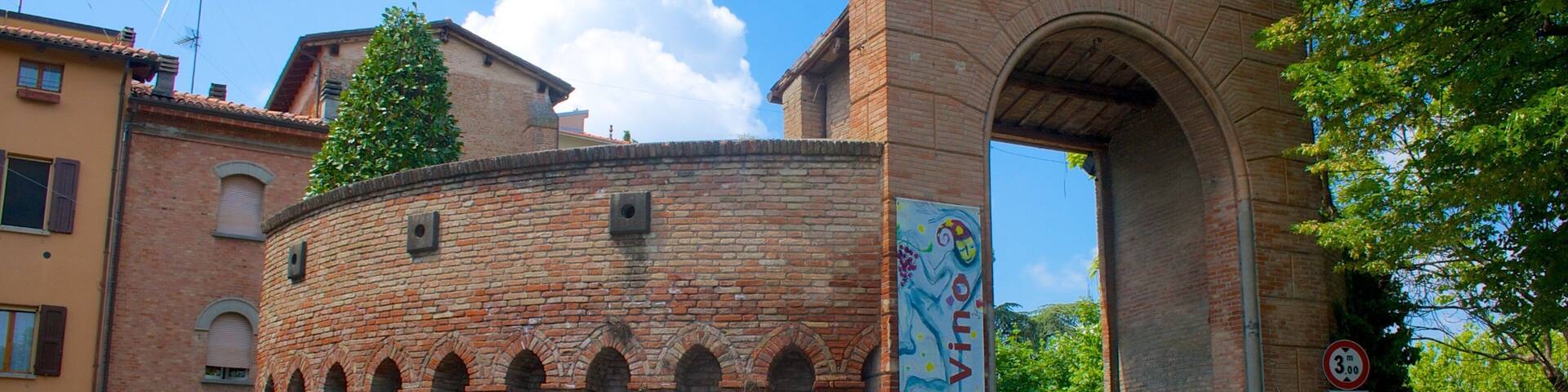 Dozza featuring heritage architecture and a city