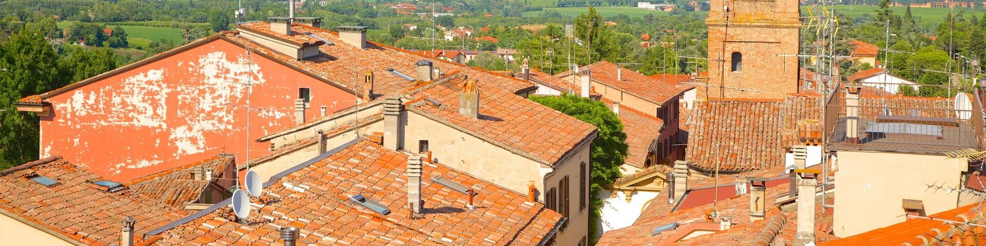 Dozza som inkluderar historisk arkitektur och en liten stad eller by