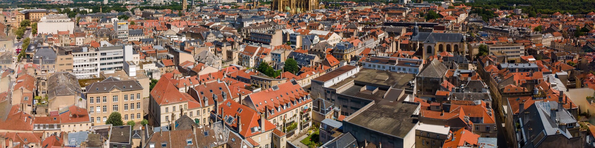 View from above to the city of Metz which is a town in France with a historical city center